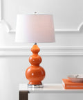 Coral Modern Ceramic Gourd Table Lamp With White Linen Drum Shade, 27.5 Inch Tall, LED Bulbs Included, Energy-Saving Bedroom Light