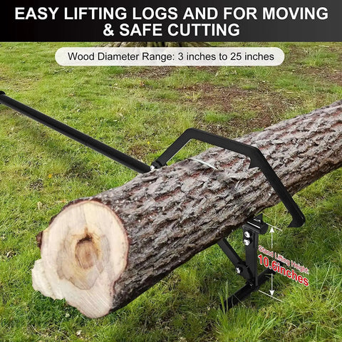 Log Lifter And Roller For Lawn Mower Lift Jack 51 Inch Adjustable Tilt Hook With Rubber Wood Roller And Non Slip Handle lifting log