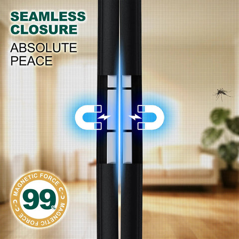 Magnetic Screen Door For 60x80 Inch Doors With Magnetic Closure and Heavy Duty Mesh showing seamless magnetic seal and mosquito barrier