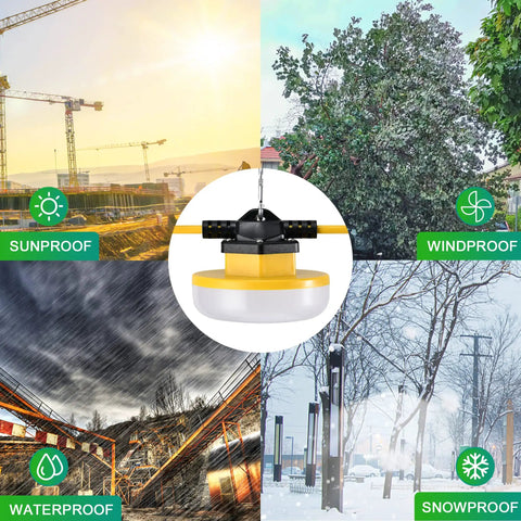 100 Ft LED Construction String Lights With 150W Total Power, 15000 Lumens; weatherproof, sunproof, windproof, waterproof, snowproof