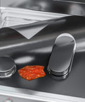 Reusable Gas Range Protectors For 5 Burner Stove With Nonstick Surface Washable And Hassle Free Clean Stove Top Covers For Gas Burners Fits Samsung Range Heavy Duty Black showing spill protection