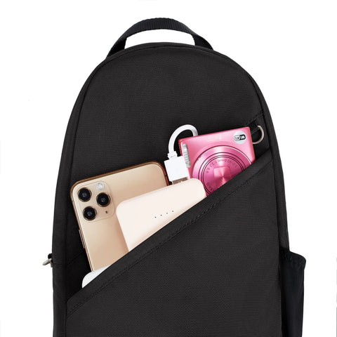 Black Anti Theft Sling Bag With Locking Zippers, Slash Resistant Panels, RFID Blocking Slots, quick access pocket with phone and camera
