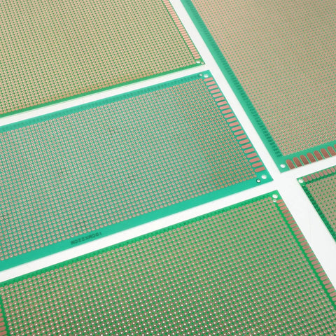 Close-up of Single Sided Fiberglass PCB Breadboard Kit 8 Pack Solderable Project Board for DIY Electronics Prototyping and Soldering Practice