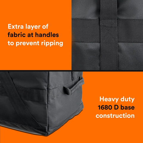 106L Beast Mode Heavy Duty Extra Large Duffle Bag With Upgraded Zipper Water Resistant Travel Gear showing reinforced handles