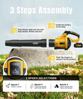 Cordless Leaf Blower 650 CFM With 3 Speed Levels And 1200W Power, Dual 5.0Ah Batteries Included And Fast Charger steps