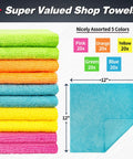 Ultra Absorbent Microfiber Cleaning Cloths 100 Pack 12x12 Inches All Purpose Towels in assorted colors