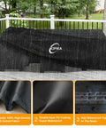 Heavy Duty Waterproof Patio Furniture Covers For Table And Chairs Set All Weather Protection UV Resistant No Tears Or Fading 110 Inch Long By 84 Inch Wide By 28 Inch High Durable 420D Fabric, shown with raindrops highlighting waterproof coating on a patio.