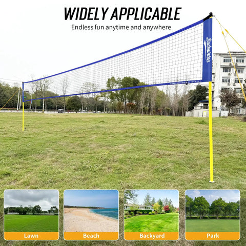 Regulation 20Ft Badminton Net Set For Backyard Portable Outdoor Play With Heavy Duty Steel Poles Windproof Stakes and Ropes