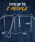 Limited Edition Corona Beach Tent Sun Shelter With Easy Pop Up Setup UPF50 Plus Sun Coverage 10 By 10 Feet dimensions illustration