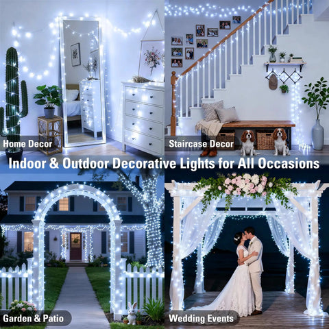 Ultra Long 168Ft 600 LED Cool White String Lights With Remote Plugin Twinkle Outdoor Indoor For Trees and Decor