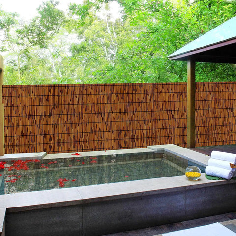 Reed Screen Privacy Fencing for Outdoor Spaces 4ft by 16.4ft Balcony Bamboo Fence for Backyard Patio Brown 80 Percent Blackout