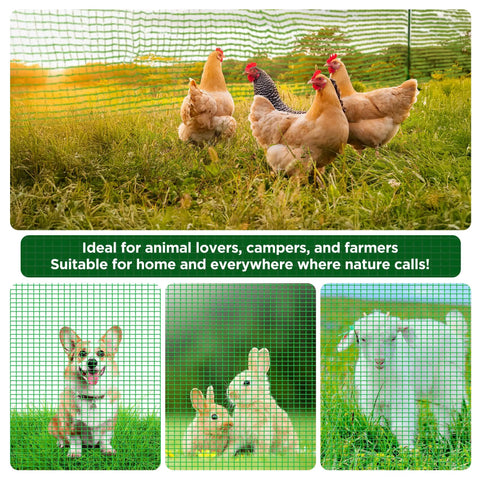 Movable Temporary Fence With Posts 3 Ft By 50 Ft Plastic Mesh Safety Barrier For Dogs And Pets With Fiberglass Stakes
