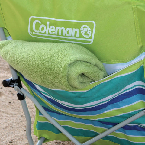 Utopia Breeze Lightweight Beach Chair With Cup Holder And Carry Bag For Easy Outdoor Relaxation showing back pocket storage.