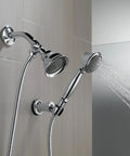 Shower Arm Diverter For Handheld Shower Chrome One Half Inch IPS Male Outlet No Fuss Install Brass Construction Diverter in action