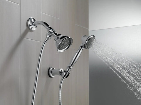 Shower Arm Diverter For Handheld Shower Chrome One Half Inch IPS Male Outlet No Fuss Install Brass Construction Diverter in action