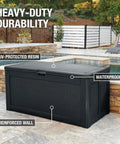 Extra Large Resin Outdoor Storage Deck Box 134 Gallon Capacity Weather Resistant Black Tough Yard Organizer by poolside