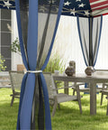 10x10 Pop Up Canopy Tent With Netting And Carry Bag Instant Gazebo Screen House set up in backyard patio showing mesh sidewalls.