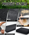 Product details of Outdoor Shed Floor Mat 6 By 8.2 Ft Waterproof Nonslip Rug, showing waterproof material and easy cleaning features.