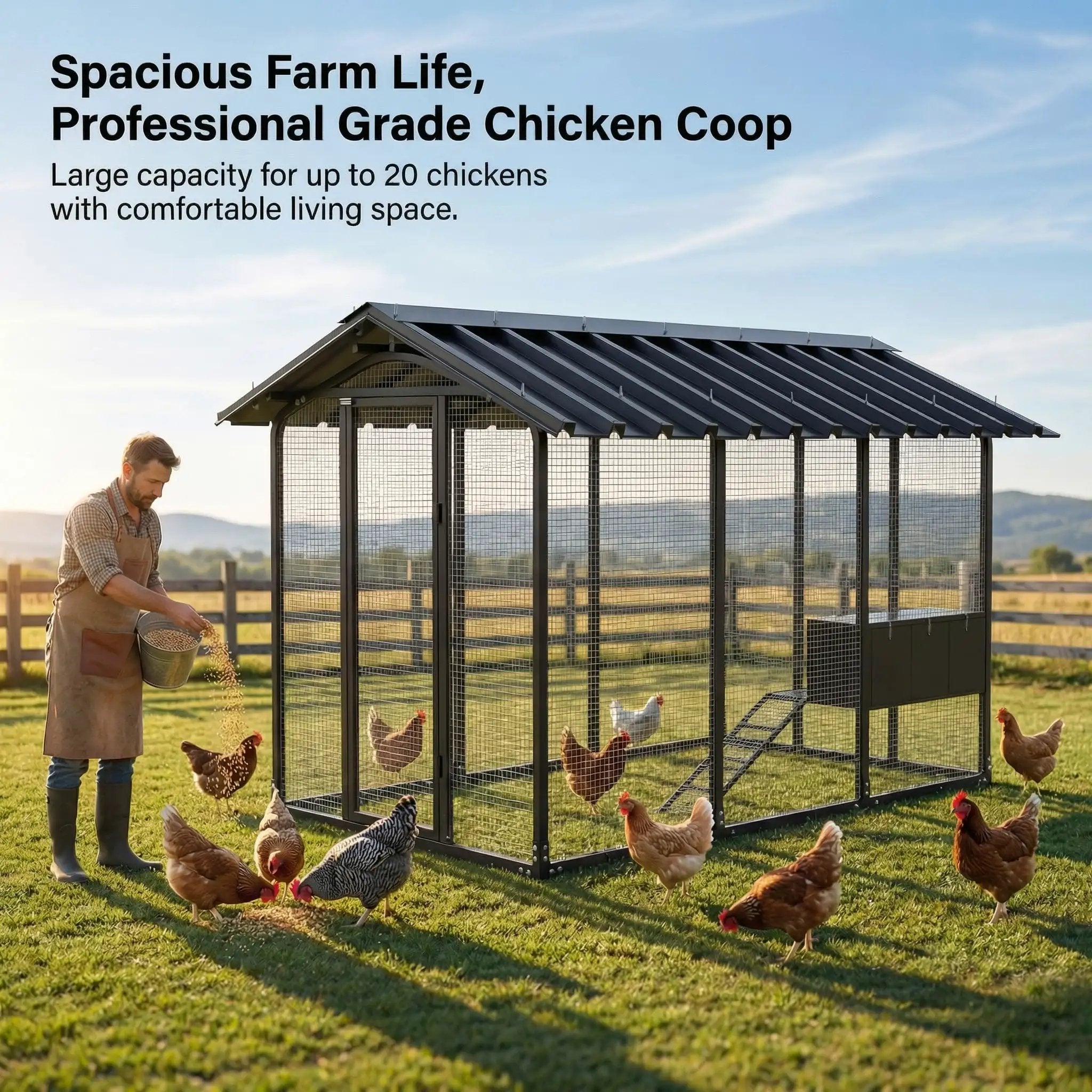 Walk-In Chicken Coop For Backyards Big Rugged 9x6x6¾