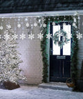 Outdoor Snowflake Christmas Lights 17.22 Feet 264 LED Snowflake Icicle Lights With 22 Drops Waterproof White for porch