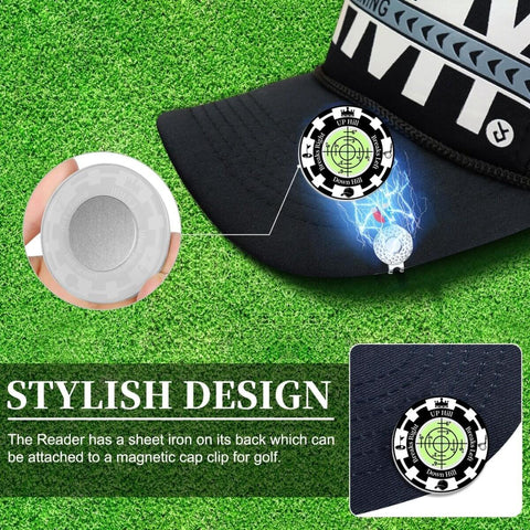 Two Pack Golf Green Reader Bubble Level Hat Clip for Putting Practice, view showing stylish design and magnetic clip feature.