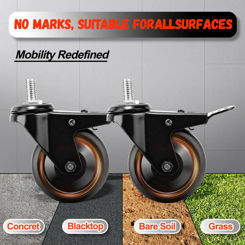 2 Pack 3 Inch Locking Caster Wheels For Pit Boss Pellet Grills Pro Series And Navigator Replacement Stem Casters on various surfaces