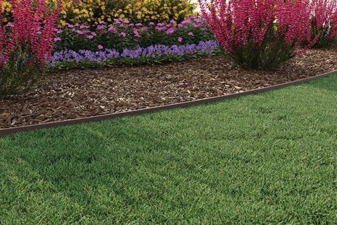 4 Inch Composite Landscape Edging Kit, 40 Foot Brown, Contractor Grade Edging for Lawn and Garden Borders with flowers and mulch