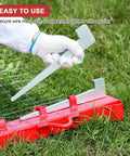 Red-coated 6-Foot Woven Wire Fence Stretcher Bar With 7 Wedges, Heavy-Duty Carbon Steel Fence Stretcher Tool, Wire Puller
