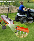 40 Inch Orange Tow Behind Dethatcher With 24 Spring Steel Tines For Removing Thatch Leaves And Needles From Large Lawns Heavy Duty Pull Behind Lawn Rake