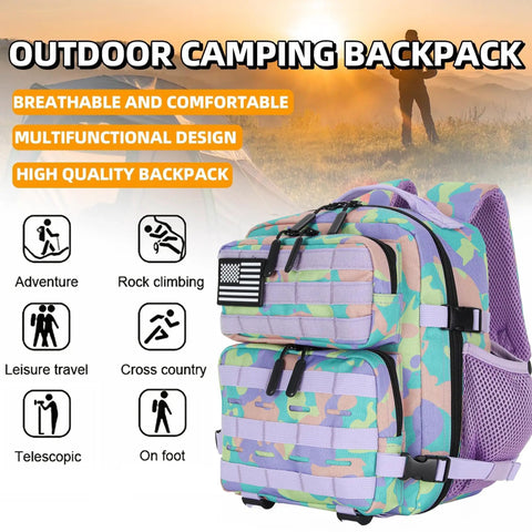 9L Mini Tactical Backpack For Men And Women, colorful camouflage daypack with big pockets for outdoor adventures