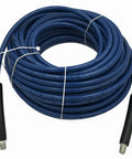 Coiled blue hose for Quarter Inch by Hundred Foot Blue Carpet Cleaning Solution Hose For Pressure Washing Up To Three Thousand PSI