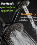 7 Inch Premium High Pressure 3 Way Rainfall Shower Head Set With Stainless Steel Hose 6 Setting Rain Shower Head And Handheld For A Spa Like Pro Grade Shower Oil Rubbed Bronze Finish