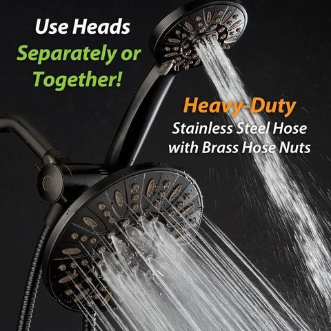 7 Inch Premium High Pressure 3 Way Rainfall Shower Head Set With Stainless Steel Hose 6 Setting Rain Shower Head And Handheld For A Spa Like Pro Grade Shower Oil Rubbed Bronze Finish