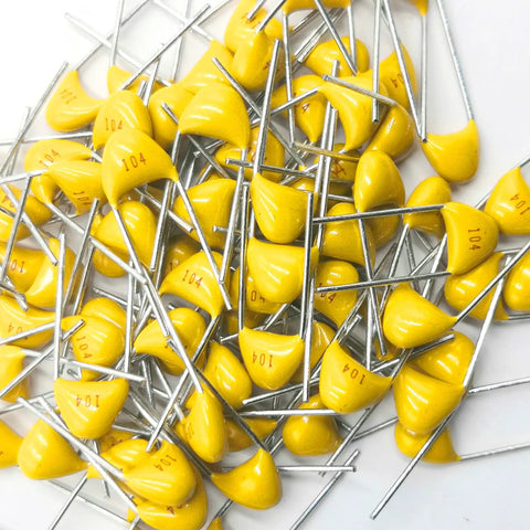 Ultimate Multilayer Ceramic Capacitor Value Kit for Electronics Hobbyists, showing capacitors in yellow casing, ideal for DIY projects.