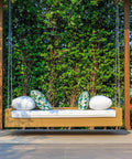 Outdoor swing with cushions using a 7.75 Foot Heavy Duty Porch Swing Chain Kit With 304 Stainless Steel Construction And Zinc Plated Hanging Set For Patio Swings Benches Playgrounds And Porches 800 Lb Capacity 2 Pack.