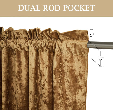 Lux Caramel Gold Crushed Velvet Curtains Two Panel Set With Rod Pocket 50 Inch Wide By 84 Inch Long Each Room Darkening Drapes