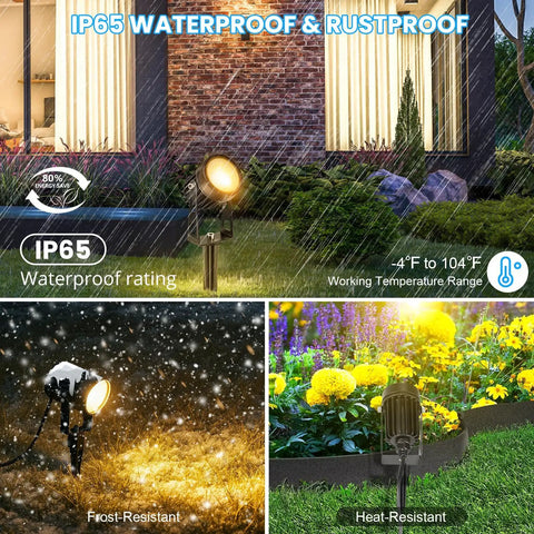 Plug And Play Low Voltage Landscape Lighting Kit With 8 X 3W LED Spotlights, 24V Smart Transformer, IP65 Waterproof Outdoor Lights