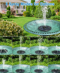 3.5W Solar Fountain With 2000mAh Battery For Garden And Pool, Glass Panel Bird Bath Pump With 7 Nozzles, 8 Spray Modes