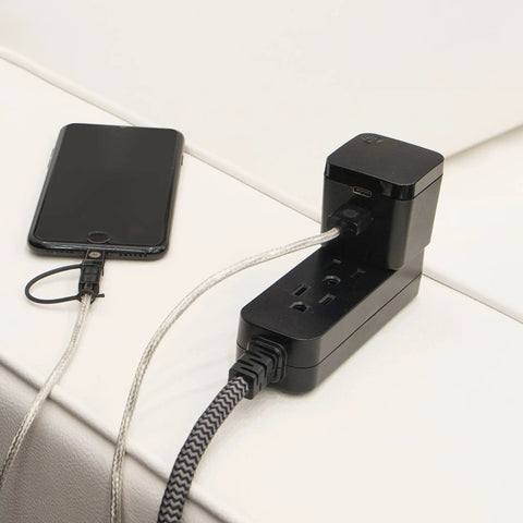 Power Strip With Surge Protection 3 Outlets And 8 Ft Braided Extension Cord, Flat Plug, Grounded, UL Listed, powering devices