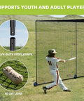 Player batting in Mobile 24Ft Baseball Batting Cage With Wheels Portable Heavy Duty Hitting Cage Fully Enclosed Tunnel Kit