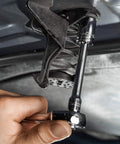 Close-up of Pro Grade 122 Piece Mechanics Tool Set With Sockets And Ratchets In SAE And Metric For Auto And Home Repairs in use