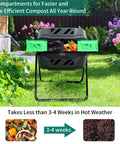 Massive Outdoor Dual Bin Composter Tumbling 43 Gallon Rotating Compost Bin With Two Sliding Doors And Aeration System