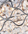 Close-up of sparkling crystals on Crystal Drum Ceiling Light Chandelier 9 Light Chrome Flush Mount LED Fixture Dimmable Modern