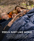 Family using Double Sleeping Bag For Family Camping 20 Degree Warmth With Dual Zippers And Included Compression Sack Spacious Queen Size