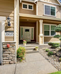 Front view of house with Solar Powered Address Plaque With LED Illumination, Waterproof Outdoor House Number Sign on wall