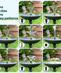 Birds enjoying water spray from Solar Pond Fountain Pump 5.5W With Double Layer Nozzles Dry Run Protection 5 Ft Tubing for garden pond