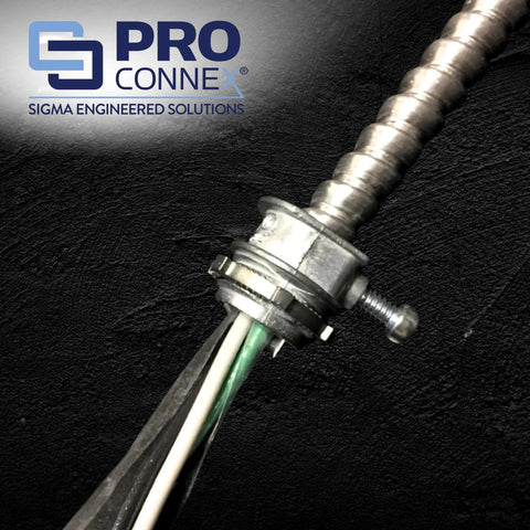 ProConnex C-550 AC/MC Connector with 3/8 inch body showcasing zinc die-cast construction