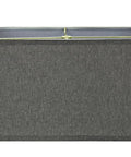 Transitional Rectangular Hardback Lamp Shade In Smoke Grey Fabric With Brass Spider Fitter, Modern Rectangle Shape, Top 8 By 16 Inches Bottom 8 By 16 Inches Height 10 Inches, Spider Construction Designed For Lamp Harp Attachment. Front view.