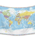 World Map Tapestry Wall Hanging For Kid Friendly Classrooms With Country Flags Educational Geography Wall Art 60x80 Inches