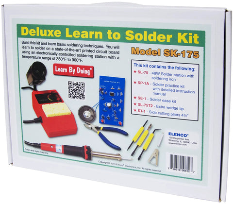 Box of Learn To Solder Kit With Fully Adjustable Soldering Station And 350 To 900 F Range, includes SL-75T2 tip, ST-1 Side Cutters, SP-1A Kit